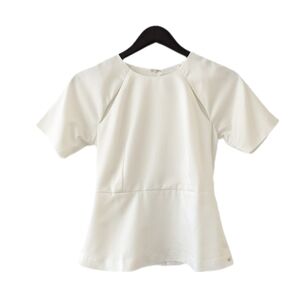 NWT Line & Dot REVOLVE Peplum Cut Out Satin Short Sleeve Blouse White Size XS